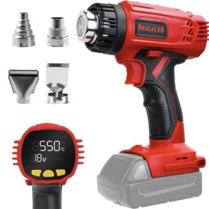 Cordless Heat Gun – 18V Lithium Hot Air Tool with 4 Nozzles (122°F–1022°F / 50°C–550°C)