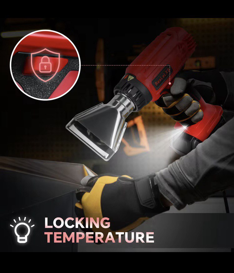 Cordless Heat Gun – 18V Lithium Hot Air Tool with 4 Nozzles (122°F–1022°F / 50°C–550°C) - Image 2