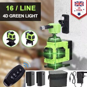2025 4D 16-Line 360° Green Laser Level – Auto Self-Leveling Rotary Cross Line Measuring Tool Kit