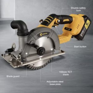 21V Brushless Cordless Circular Saw – 165mm 45° Adjustable Electric Handheld Power Saw